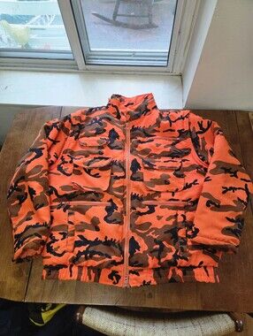 Vtg 80s Militaire World Famous Orange Camo Hunting Jacket Size Large Gorpcore